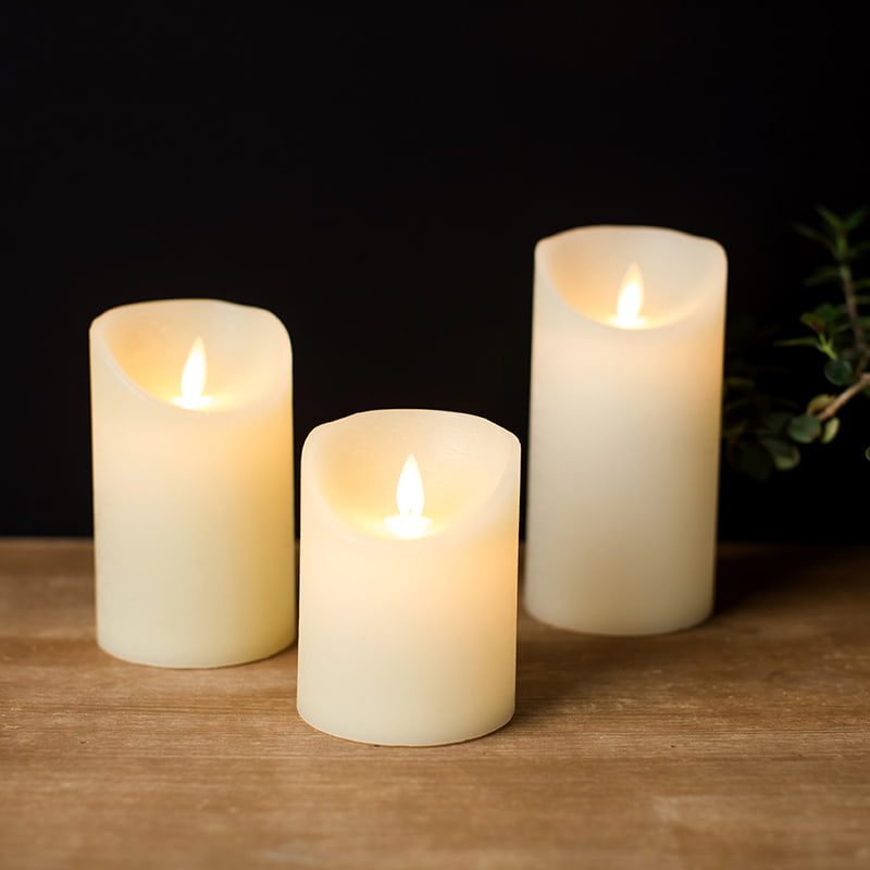 Set 3 Lilin Flameless Lilin Asli Gading