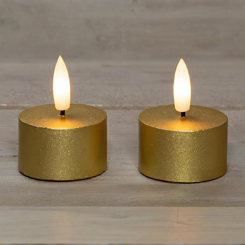 Set 2 Lilin Tealight Golden Flameless