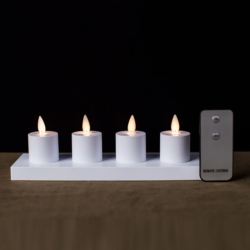 4 Pek Lilin Tanpa Api Boleh Dicas Semula Induktif Putih