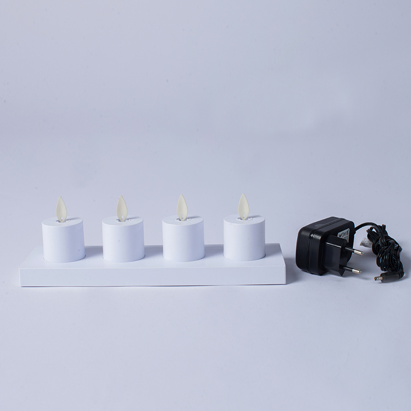 4 Pek Lilin Tanpa Api Boleh Dicas Semula Induktif Putih