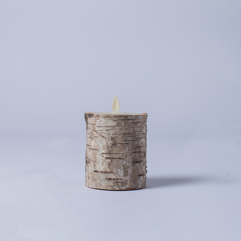 Set 3 Lilin Tiang Kendalian Bateri Kulit Birch