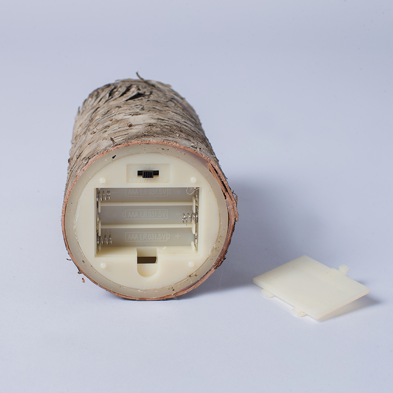 Set 3 Lilin Tiang Kendalian Bateri Kulit Birch