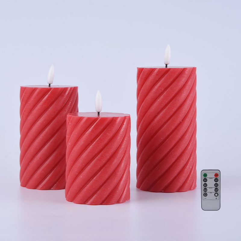 3 Pek Lilin Tiang Tanpa Api Lingkaran Merah
